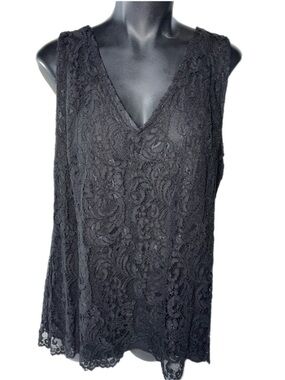 White House Black Market Black Lace V-Neck Camisole